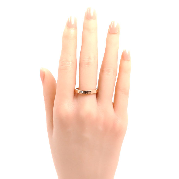 CARTIER カルティエ K18PG ピンクゴールド エングレーブド 1Pダイヤ リング・指輪 B4086459 ダイヤモンド 19号 59 4.0g レディース【中古】