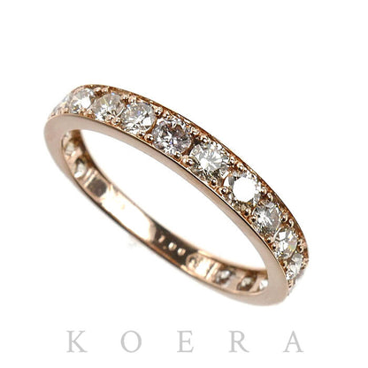 K18PG ピンクゴールド ハーフエタニティ リング・指輪 ダイヤモンド1.00ct 13号 1.5g レディース【中古】