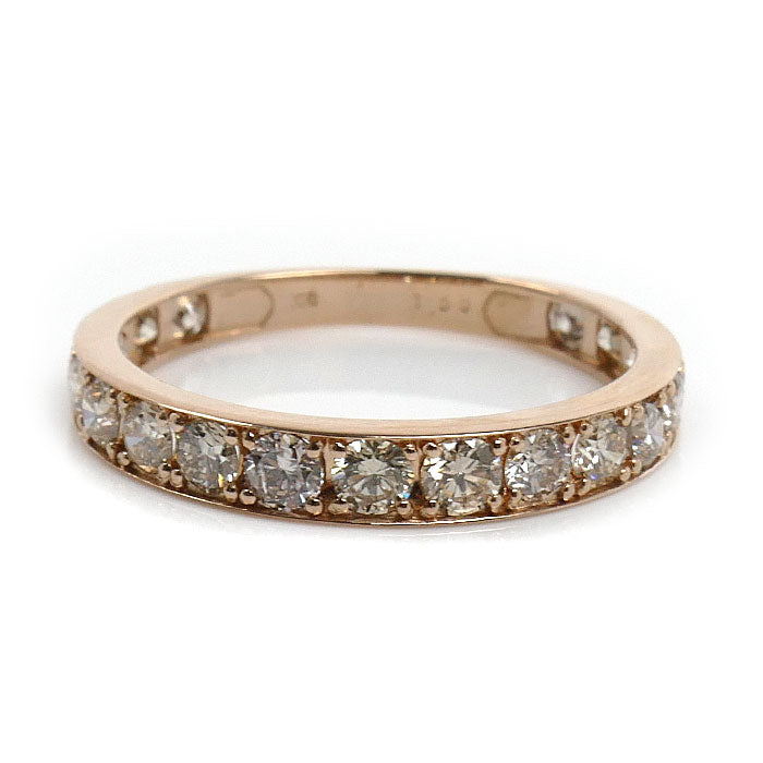 K18PG ピンクゴールド ハーフエタニティ リング・指輪 ダイヤモンド1.00ct 13号 1.5g レディース【中古】