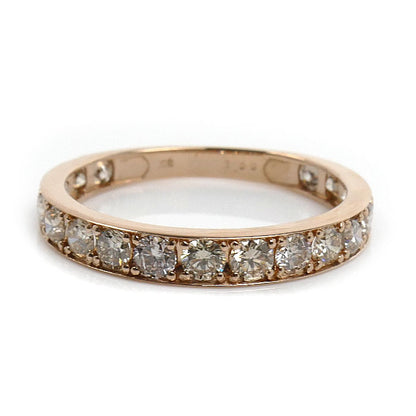 K18PG ピンクゴールド ハーフエタニティ リング・指輪 ダイヤモンド1.00ct 13号 1.5g レディース【中古】