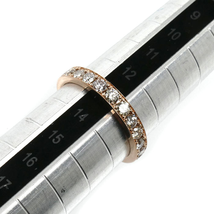 K18PG ピンクゴールド ハーフエタニティ リング・指輪 ダイヤモンド1.00ct 13号 1.5g レディース【中古】