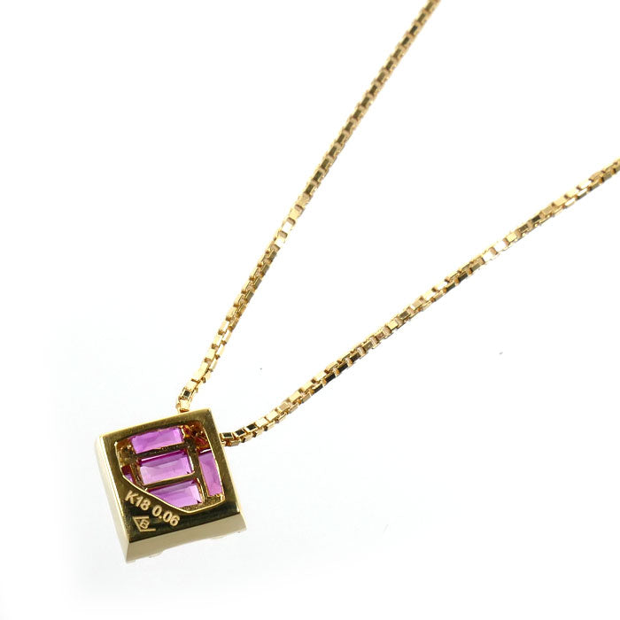 BELLESIORA ベルシオラ K18YG イエローゴールド ネックレス ルビー ダイヤモンド0.06ct 2.5g 40cm レディース【中古】【美品】