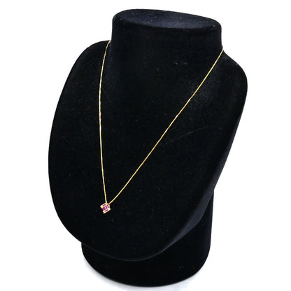 BELLESIORA ベルシオラ K18YG イエローゴールド ネックレス ルビー ダイヤモンド0.06ct 2.5g 40cm レディース【中古】【美品】