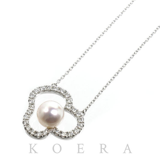 TASAKI タサキ K18WG ホワイトゴールド チャンツ ネックレス P-16676-18KWG アコヤパール約8.0mm ダイヤモンド0.34ct 5.7g 40～45cm レディース【中古】
