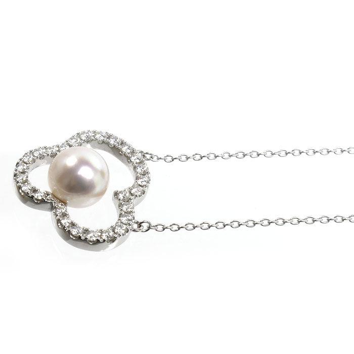 TASAKI タサキ K18WG ホワイトゴールド チャンツ ネックレス P-16676-18KWG アコヤパール約8.0mm ダイヤモンド0.34ct 5.7g 40～45cm レディース【中古】