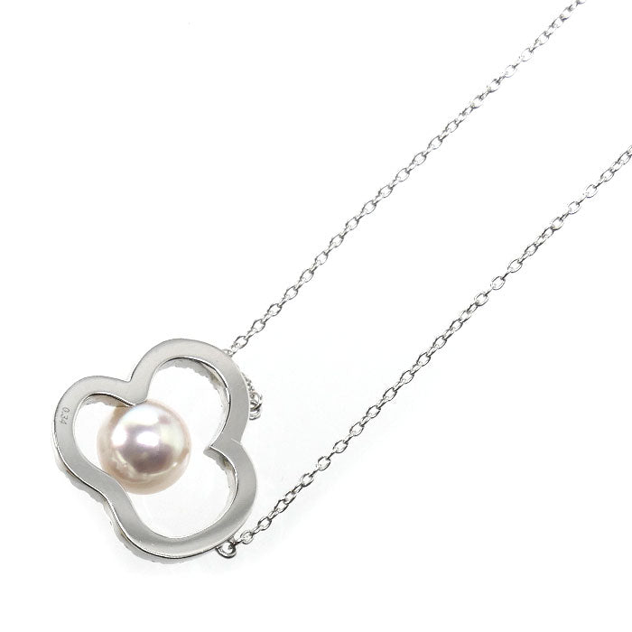 TASAKI タサキ K18WG ホワイトゴールド チャンツ ネックレス P-16676-18KWG アコヤパール約8.0mm ダイヤモンド0.34ct 5.7g 40～45cm レディース【中古】
