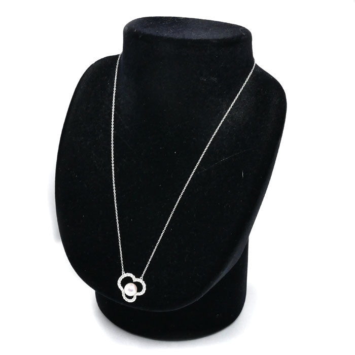 TASAKI タサキ K18WG ホワイトゴールド チャンツ ネックレス P-16676-18KWG アコヤパール約8.0mm ダイヤモンド0.34ct 5.7g 40～45cm レディース【中古】