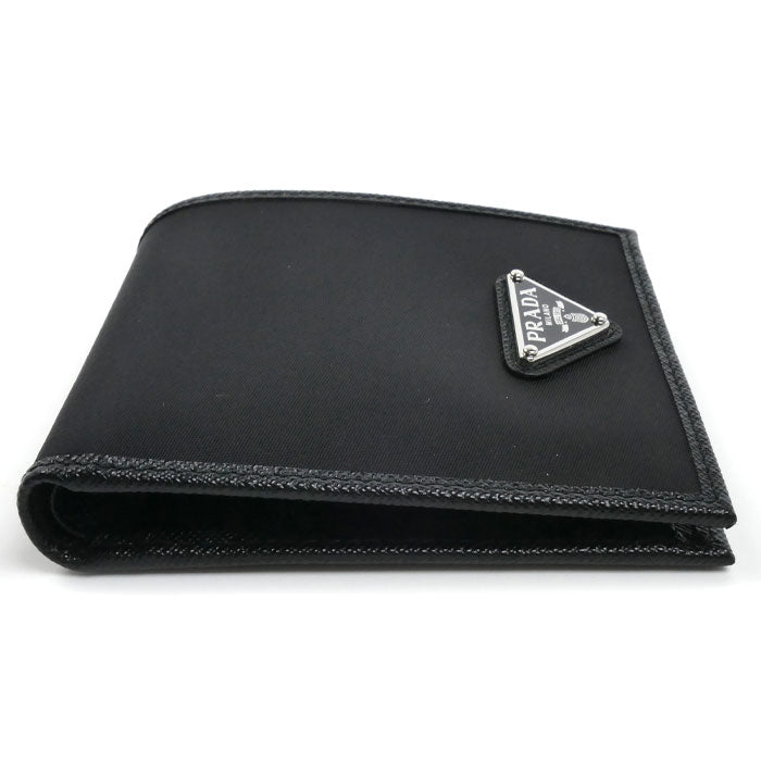 PRADA プラダ テスート トライアングルロゴ 二つ折り財布 ブラック 2MO738 IC メンズ【未使用】【買取品】