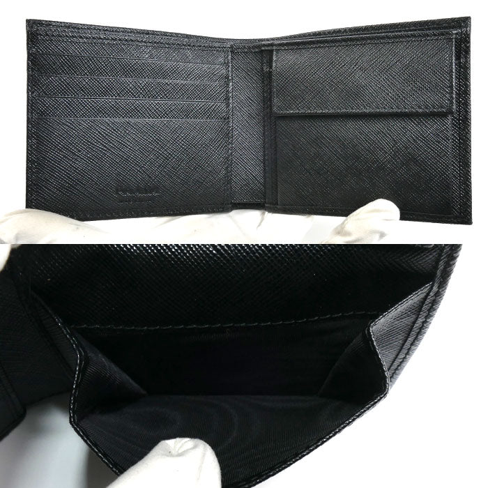 PRADA プラダ テスート トライアングルロゴ 二つ折り財布 ブラック 2MO738 IC メンズ【未使用】【買取品】