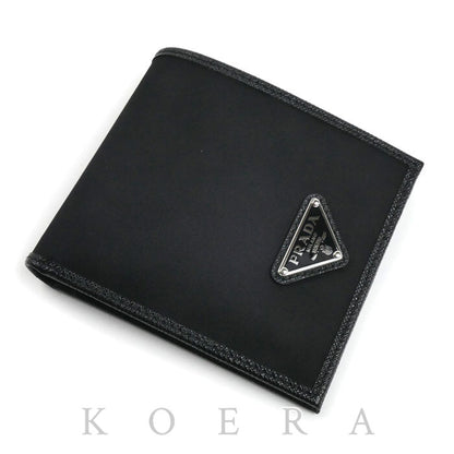 PRADA プラダ テスート トライアングルロゴ 二つ折り財布 ブラック 2MO738 IC メンズ【未使用】【買取品】