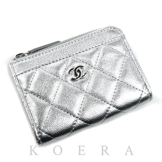 CHANEL シャネル マトラッセ フラグメントケース コインケース シルバー AP4893 B23404 U8301 レディース【中古】【美品】