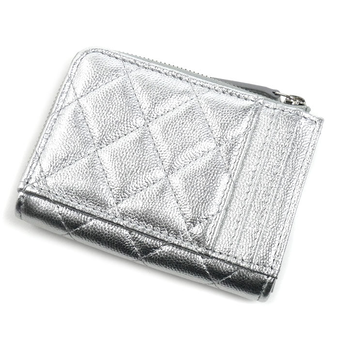CHANEL シャネル マトラッセ フラグメントケース コインケース シルバー AP4893 B23404 U8301 レディース【中古】【美品】