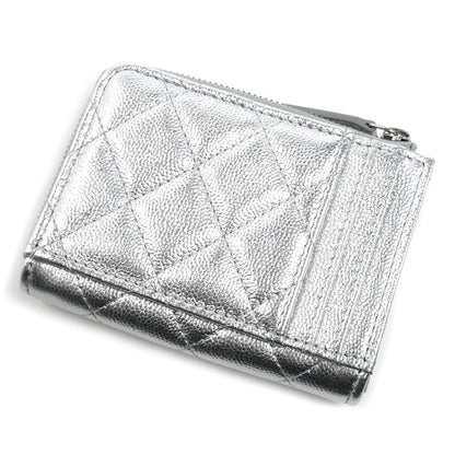CHANEL シャネル マトラッセ フラグメントケース コインケース シルバー AP4893 B23404 U8301 レディース【中古】【美品】