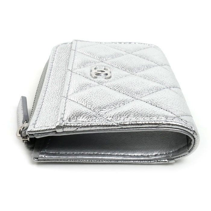 CHANEL シャネル マトラッセ フラグメントケース コインケース シルバー AP4893 B23404 U8301 レディース【中古】【美品】