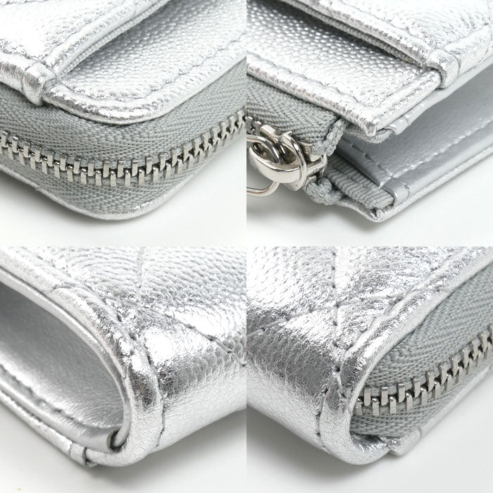 CHANEL シャネル マトラッセ フラグメントケース コインケース シルバー AP4893 B23404 U8301 レディース【中古】【美品】