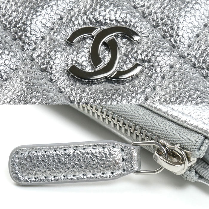 CHANEL シャネル マトラッセ フラグメントケース コインケース シルバー AP4893 B23404 U8301 レディース【中古】【美品】