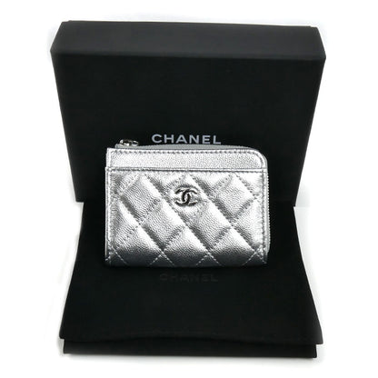 CHANEL シャネル マトラッセ フラグメントケース コインケース シルバー AP4893 B23404 U8301 レディース【中古】【美品】