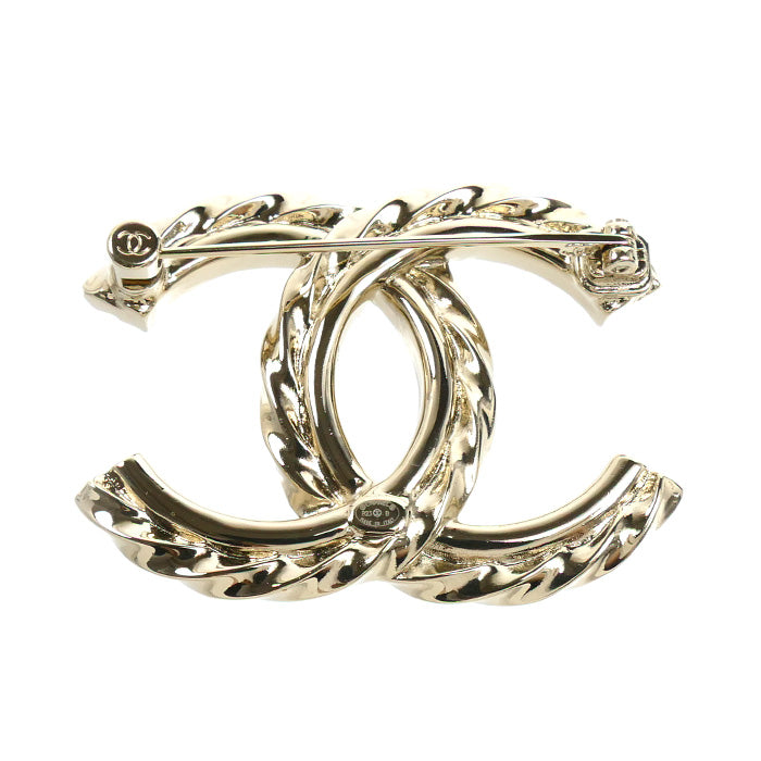 CHANEL シャネル ココマーク ブローチ ABA714 GP×ラインストーン レディース【中古】【美品】