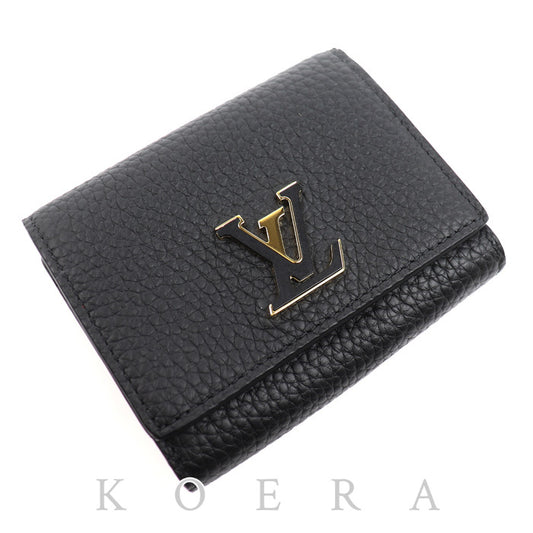 LOUIS VUITTON ルイ・ヴィトン ポルトフォイユ・カプシーヌ タイニー 二つ折り財布 ノワール M12149 IC レディース【中古】【美品】