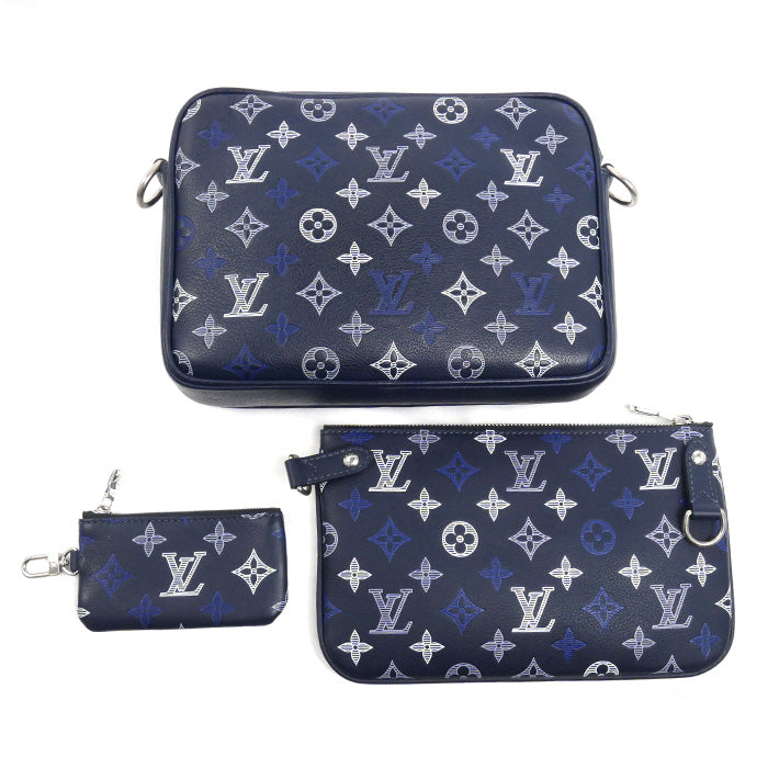 LOUIS VUITTON ルイ・ヴィトン トリオメッセンジャー ショルダーバッグ モノグラムシャドウ M28618 ICチップ メンズ【中古】【美品】