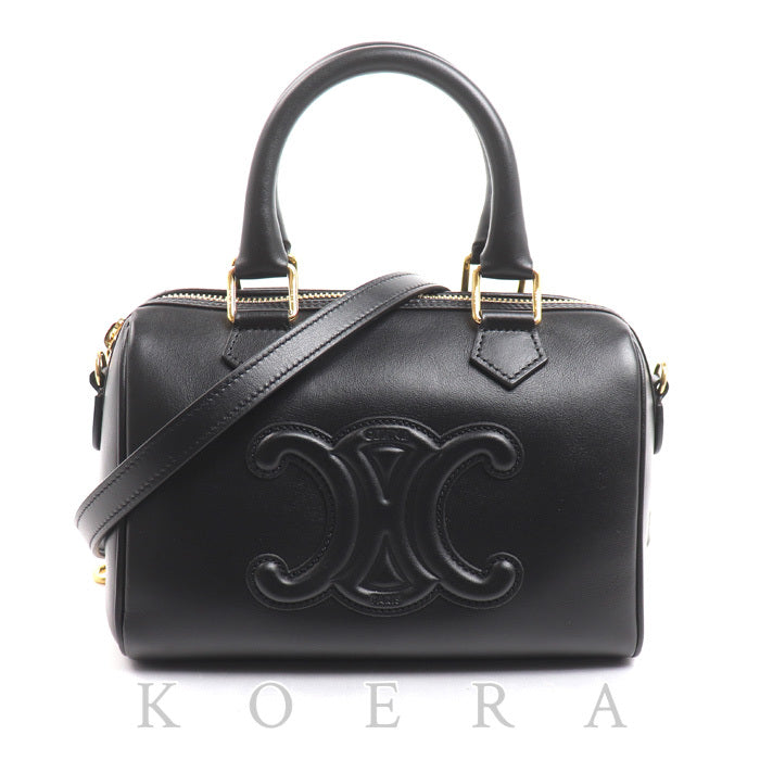CELINE セリーヌ キュイル トリオンフ スモールボストン 2Wayショルダーバッグ ブラック 113773DU3.38NO レディース【中古】【美品】