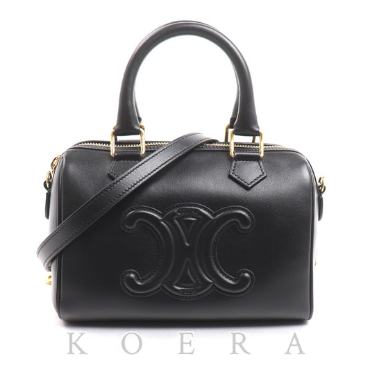 CELINE セリーヌ キュイル トリオンフ スモールボストン 2Wayショルダーバッグ ブラック 113773DU3.38NO レディース【中古】【美品】