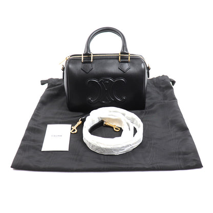 CELINE セリーヌ キュイル トリオンフ スモールボストン 2Wayショルダーバッグ ブラック 113773DU3.38NO レディース【中古】【美品】