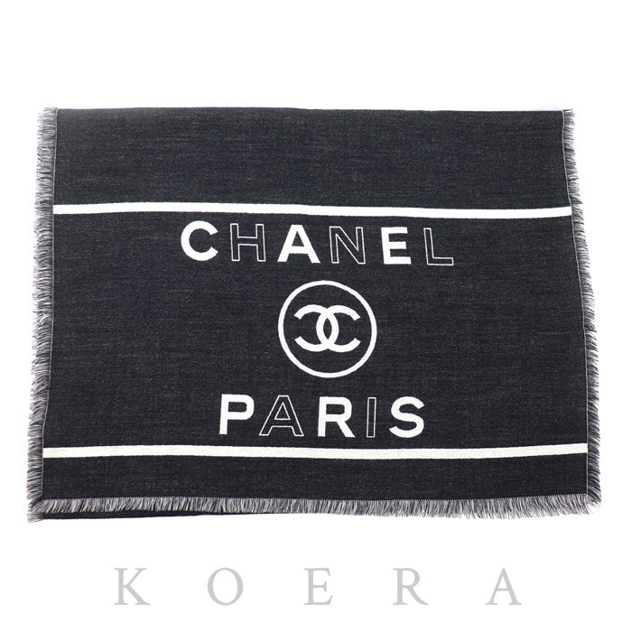 CHANEL シャネル ココマーク ロゴ ストール ブラック AAA859 レディース【中古】【美品】