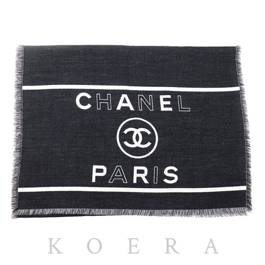 CHANEL シャネル ココマーク ロゴ ストール ブラック AAA859 レディース【中古】【美品】