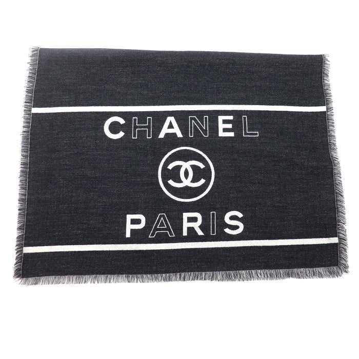 CHANEL シャネル ココマーク ロゴ ストール ブラック AAA859 レディース【中古】【美品】