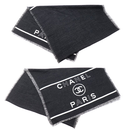 CHANEL シャネル ココマーク ロゴ ストール ブラック AAA859 レディース【中古】【美品】