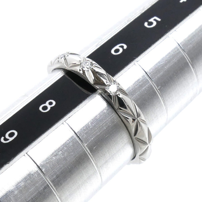 CHANEL シャネル Pt950プラチナ マトラッセ 3Pダイヤ リング・指輪 J2821 ダイヤモンド 7号 47 2.4g レディース【中古】