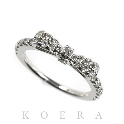 Ponte Vecchio ポンテヴェキオ K18WG ホワイトゴールド リング・指輪 ダイヤモンド0.33ct 2号 1.9g リボン ピンキー レディース【中古】【美品】