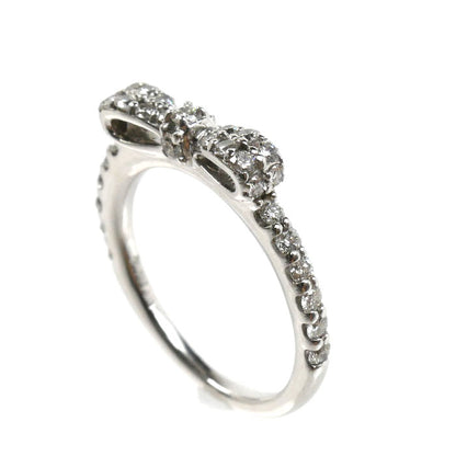 Ponte Vecchio ポンテヴェキオ K18WG ホワイトゴールド リング・指輪 ダイヤモンド0.33ct 2号 1.9g リボン ピンキー レディース【中古】【美品】