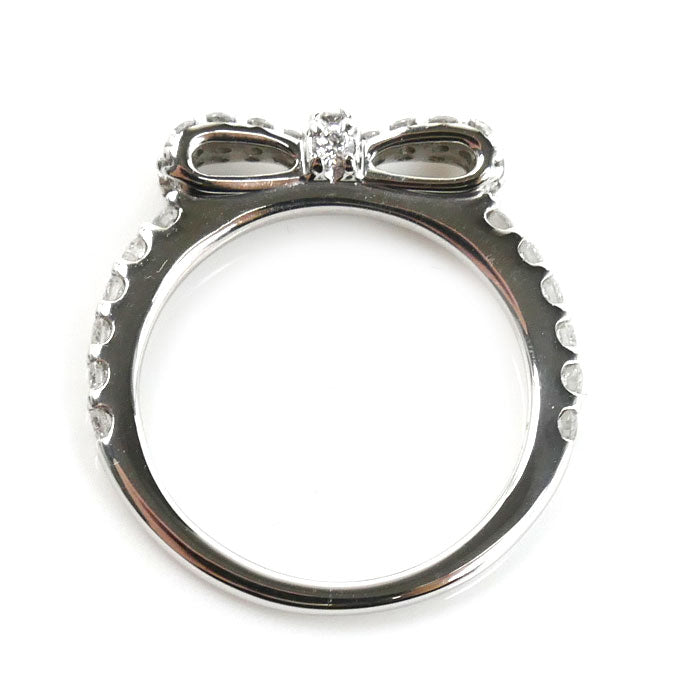 Ponte Vecchio ポンテヴェキオ K18WG ホワイトゴールド リング・指輪 ダイヤモンド0.33ct 2号 1.9g リボン ピンキー レディース【中古】【美品】
