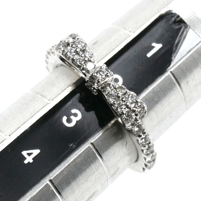 Ponte Vecchio ポンテヴェキオ K18WG ホワイトゴールド リング・指輪 ダイヤモンド0.33ct 2号 1.9g リボン ピンキー レディース【中古】【美品】