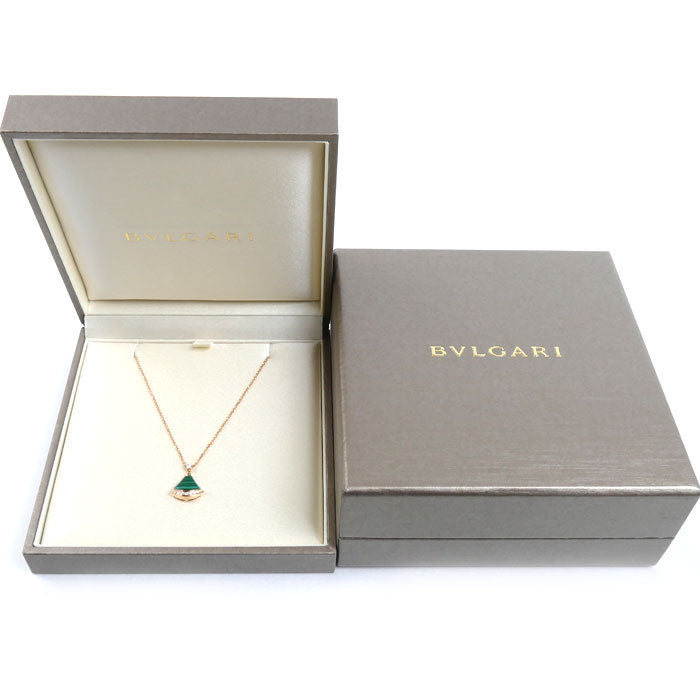 BVLGARI ブルガリ K18PG ピンクゴールド ディーヴァ ドリーム ネックレス 361252 マラカイト ダイヤモンド 6.1g 41/43cm レディース【中古】【美品】