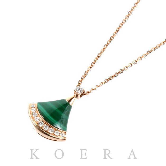 BVLGARI ブルガリ K18PG ピンクゴールド ディーヴァ ドリーム ネックレス 361252 マラカイト ダイヤモンド 6.1g 41/43cm レディース【中古】【美品】
