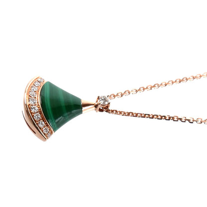 BVLGARI ブルガリ K18PG ピンクゴールド ディーヴァ ドリーム ネックレス 361252 マラカイト ダイヤモンド 6.1g 41/43cm レディース【中古】【美品】