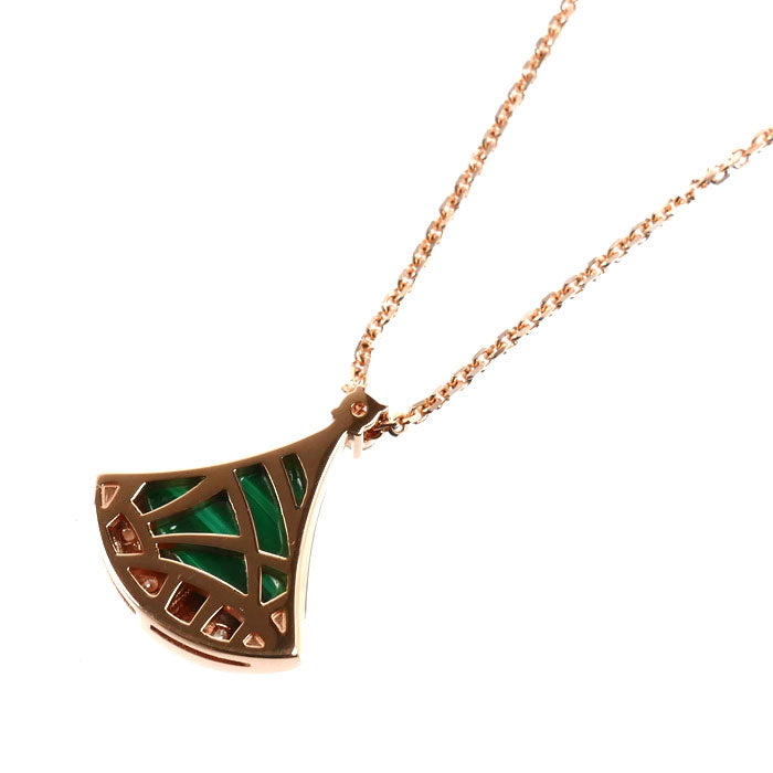 BVLGARI ブルガリ K18PG ピンクゴールド ディーヴァ ドリーム ネックレス 361252 マラカイト ダイヤモンド 6.1g 41/43cm レディース【中古】【美品】