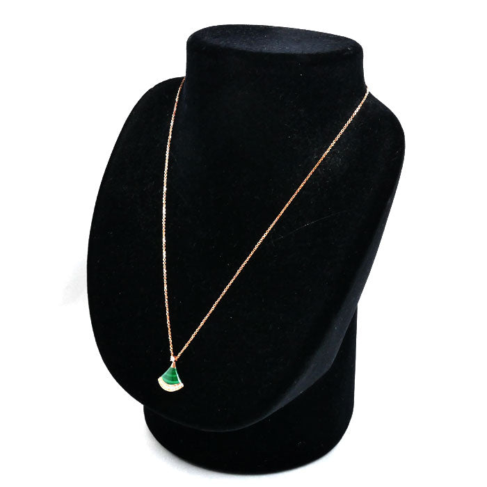 BVLGARI ブルガリ K18PG ピンクゴールド ディーヴァ ドリーム ネックレス 361252 マラカイト ダイヤモンド 6.1g 41/43cm レディース【中古】【美品】