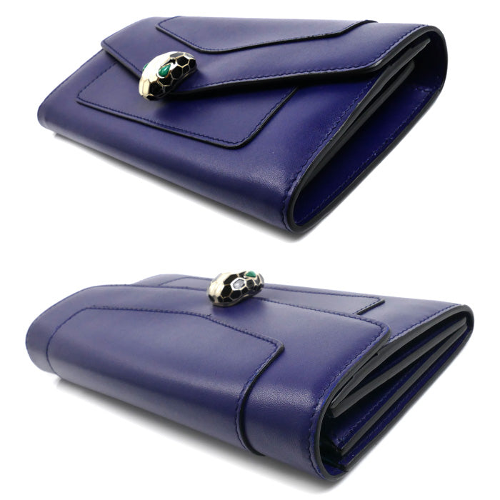 BVLGARI ブルガリ セルペンティ ロングウォレット 長財布 ブルー 281296 レディース【中古】【美品】