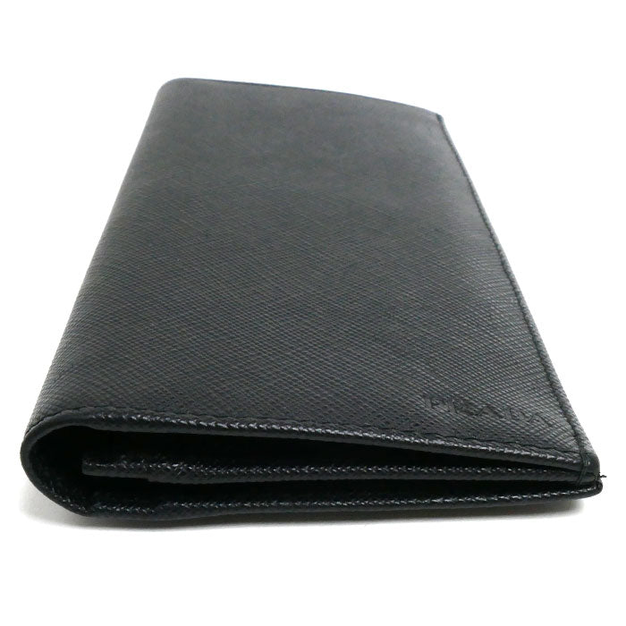 PRADA プラダ 長財布 ブラック 2MV836 053 F0002 エンボスロゴ メンズ【中古】