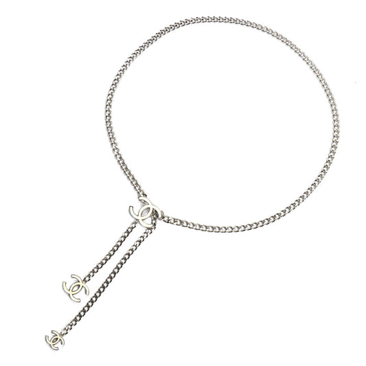 CHANEL シャネル ココマーク チェーン ベルト シルバー/ホワイト レディース 05V【中古】【美品】