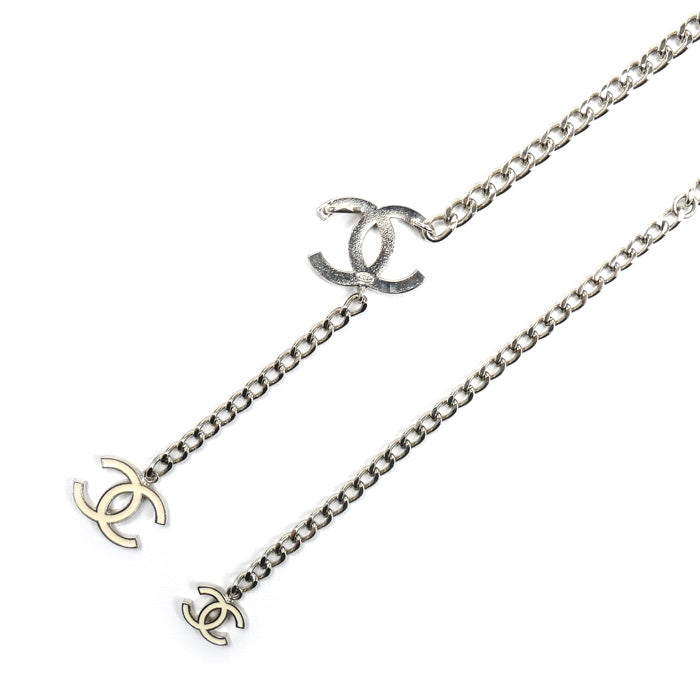 CHANEL シャネル ココマーク チェーン ベルト シルバー/ホワイト レディース 05V【中古】【美品】