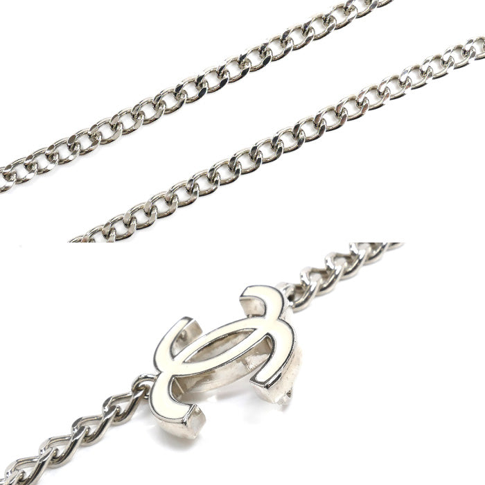 CHANEL シャネル ココマーク チェーン ベルト シルバー/ホワイト レディース 05V【中古】【美品】