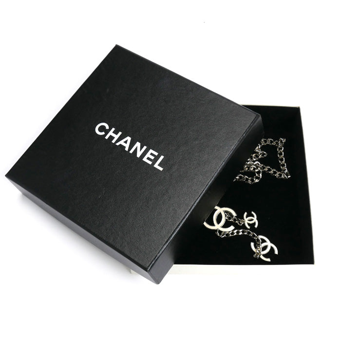 CHANEL シャネル ココマーク チェーン ベルト シルバー/ホワイト レディース 05V【中古】【美品】