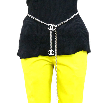 CHANEL シャネル ココマーク チェーン ベルト シルバー/ホワイト レディース 05V【中古】【美品】