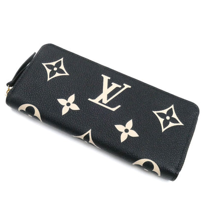LOUIS VUITTON ルイ・ヴィトン ポルトフォイユ・クレマンス 長財布 ラウンドファスナー モノグラム・アンプラント ブラック ベージュ M82338 IC レディース【中古】【美品】