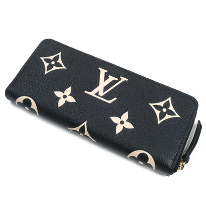 LOUIS VUITTON ルイ・ヴィトン ポルトフォイユ・クレマンス 長財布 ラウンドファスナー モノグラム・アンプラント ブラック ベージュ M82338 IC レディース【中古】【美品】
